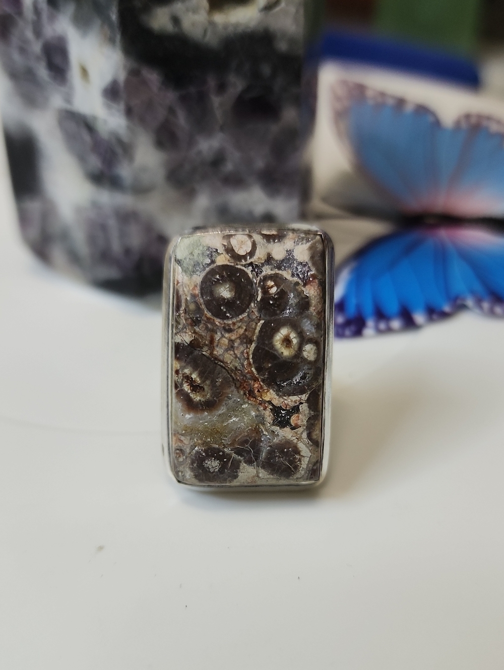 Handcrafted Brown and Cream Jasper Statement Ring